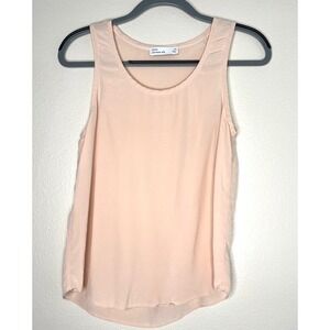 GRANA Chinese Silk Tank Top Peach XS Scoop Neck Sleeveless‎
